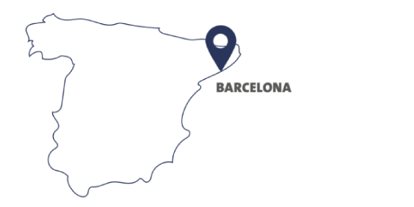 Visuel montrant la ville de Barcelone sur la carte de l'Espagne