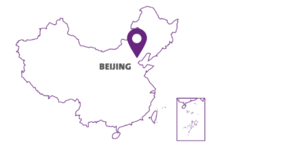 Visual showing the city of Beijing on the map of China