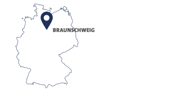 Visual showing the city of Braunschweig on the map of Germany
