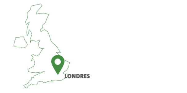 Visuel montrant la ville de Londres sur la carte de l'Angleterre