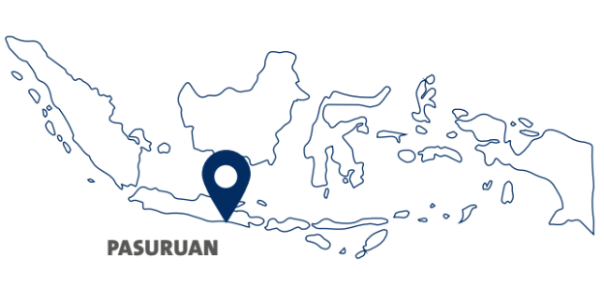 Visual showing the city of Pasuruan on the map of Indonesia