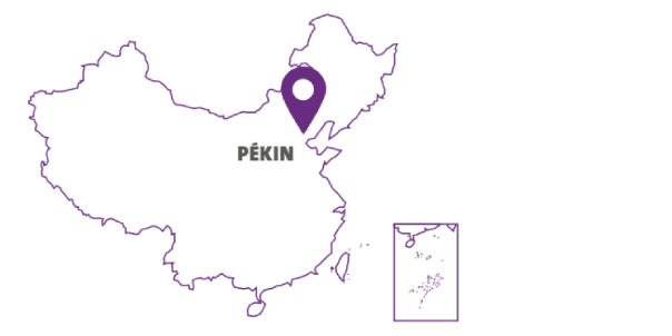 Visuel montrant la ville de Pekin sur la carte de la Chine
