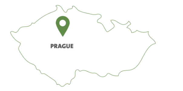Visual showing the city of Prague on the map of the Czech Republic