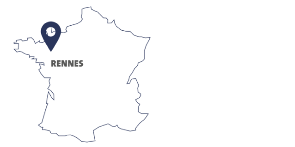 Visuel montrant la ville de Rennes sur la carte de la France