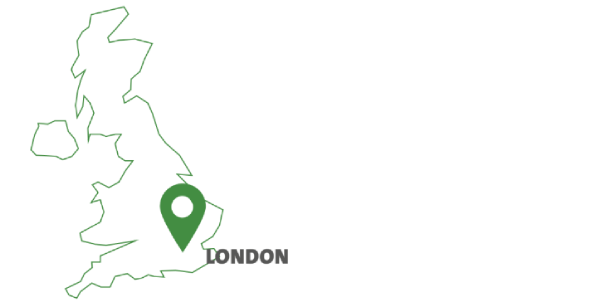 Visual showing the city of London on the map of England