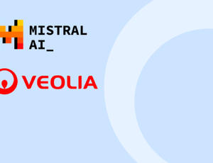 Visuel bleu clair avec les logotypes de Veolie et Mistral