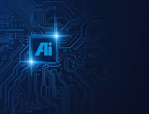 Visuel bleu foncé avec l'acronyme IA indiqué