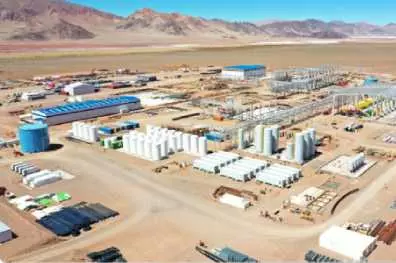 Aerial views of a lithium extraction plant
