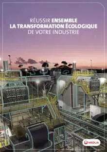 Vue aérienne d'un site industriel : visuel de couverture de la brochure Veolia sur les solution aux industries