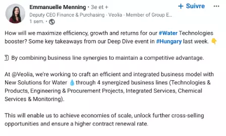 Post linkedin deep dive water Emmanuelle Menning