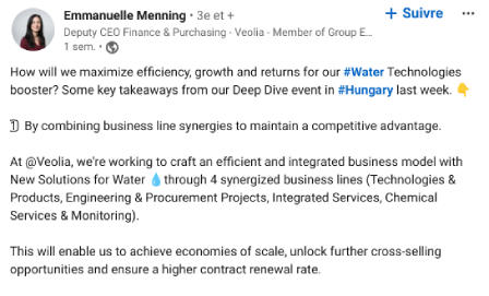 Post linkedin deep dive water Emmanuelle Menning