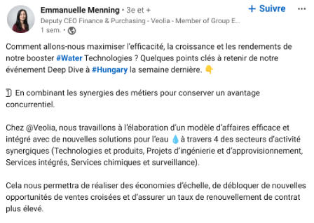 Post linkedin deep dive water Emmanuelle Menning