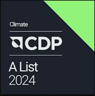 Climate CDP A List 2024 written on black and green background