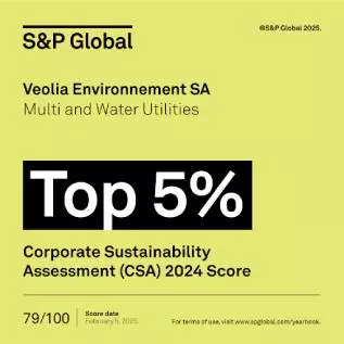 Visual indicating Top 5% global corporate sustainability for Veolia