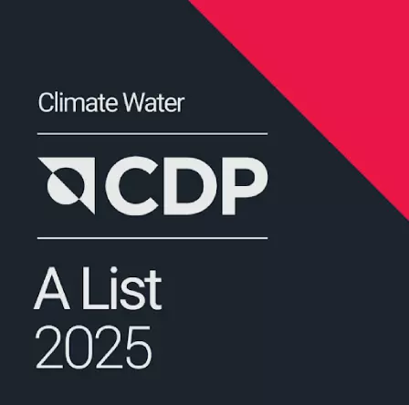 Climate CDP A List 2025 written on black and red background