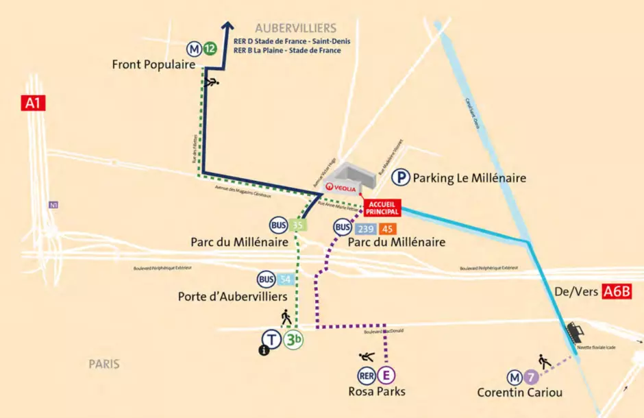 Plan d'accès au siège de Veolia