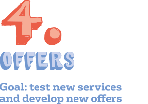Offers: Goal: test new services  and develop new offers