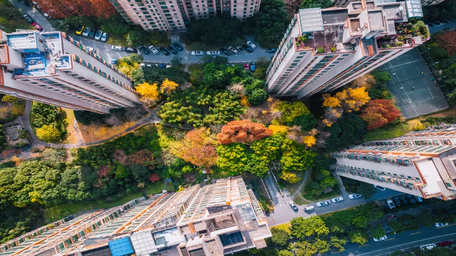 Supporting the development of regions in a responsible way, buildings in the middle of a natural park