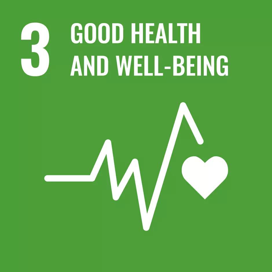 Pictogram of UN's sustainable development goal "Good health and well-being"