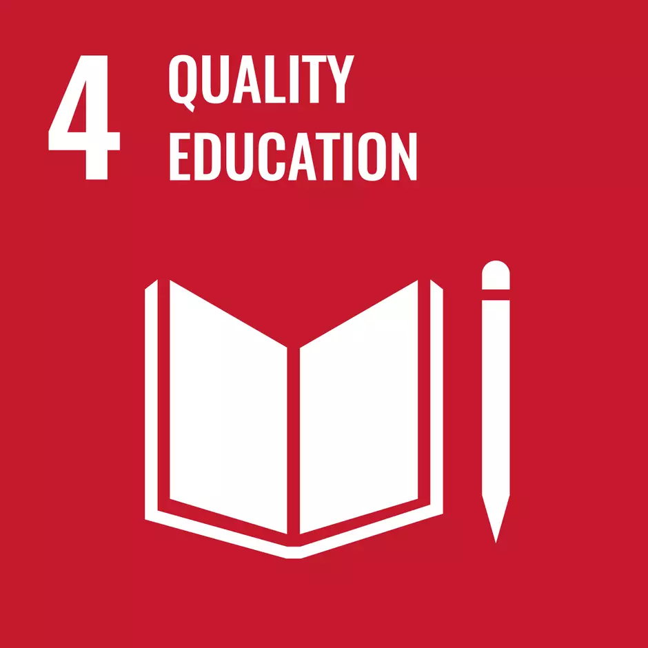 Pictogram of UN's sustainable development goal "Quality education"
