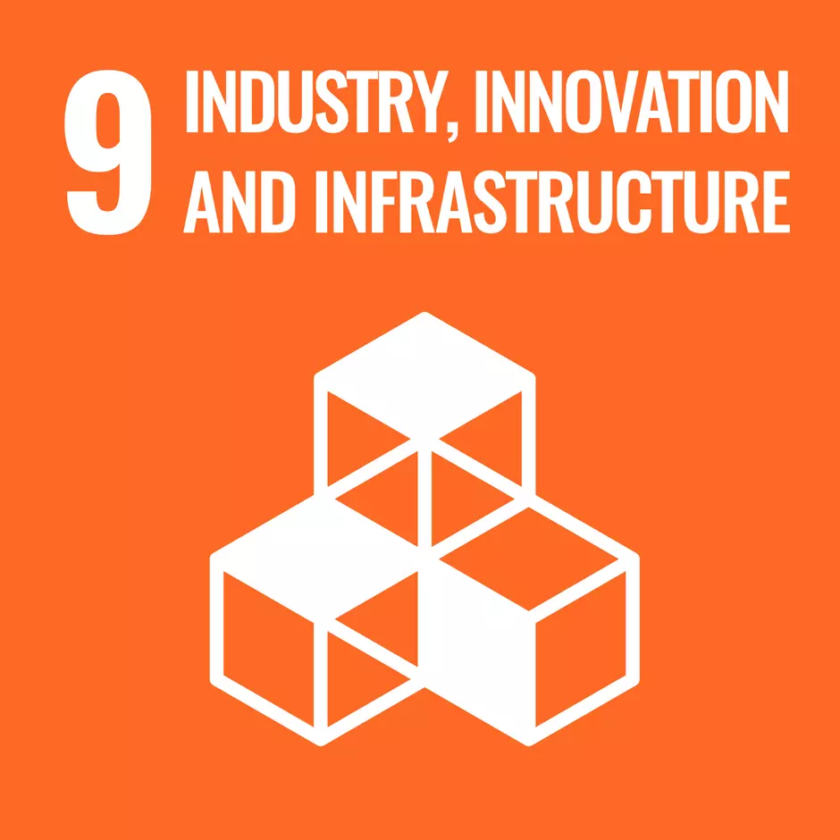 Pictogram of UN's sustainable development goal "Industry, innovation and infrastructure"