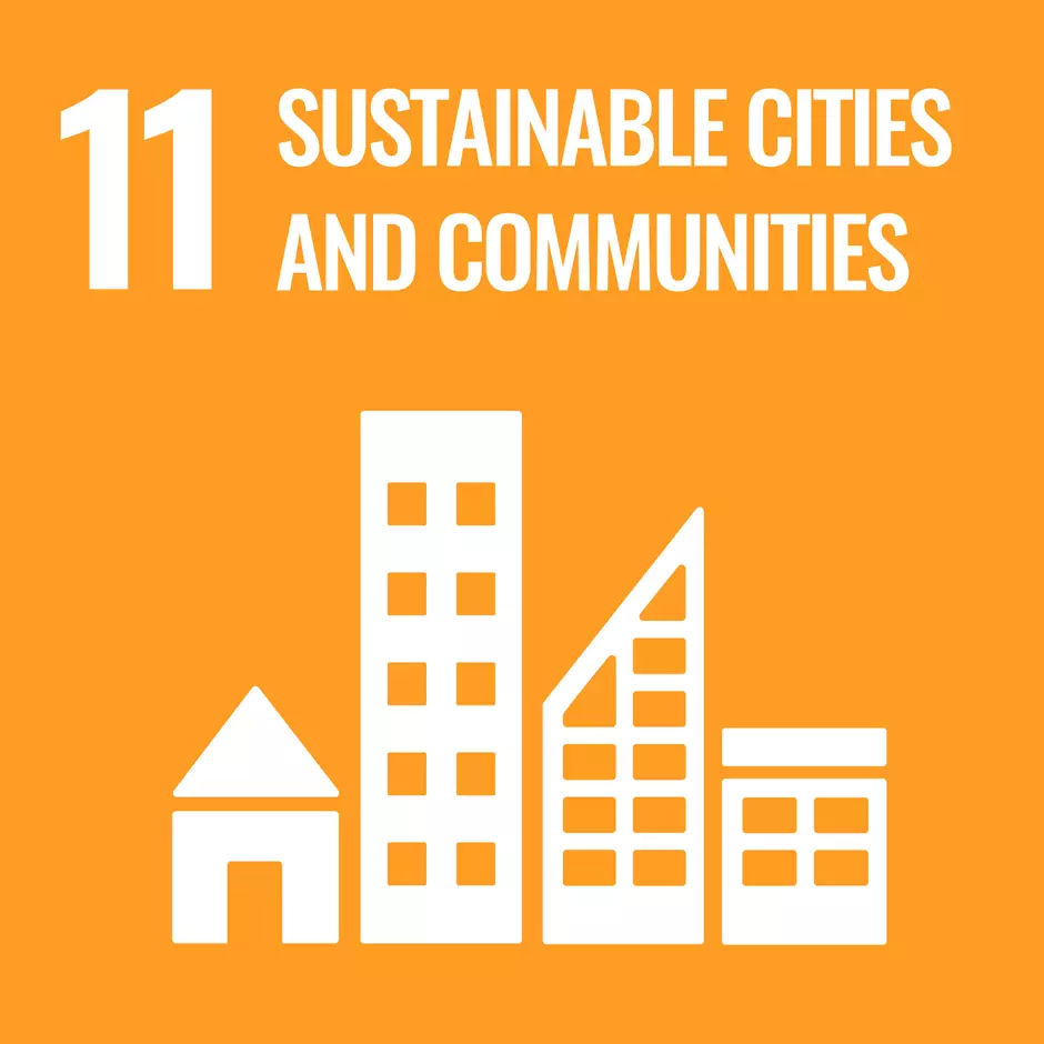 Pictogram of UN's sustainable development goal "Sustainable cities and communities"
