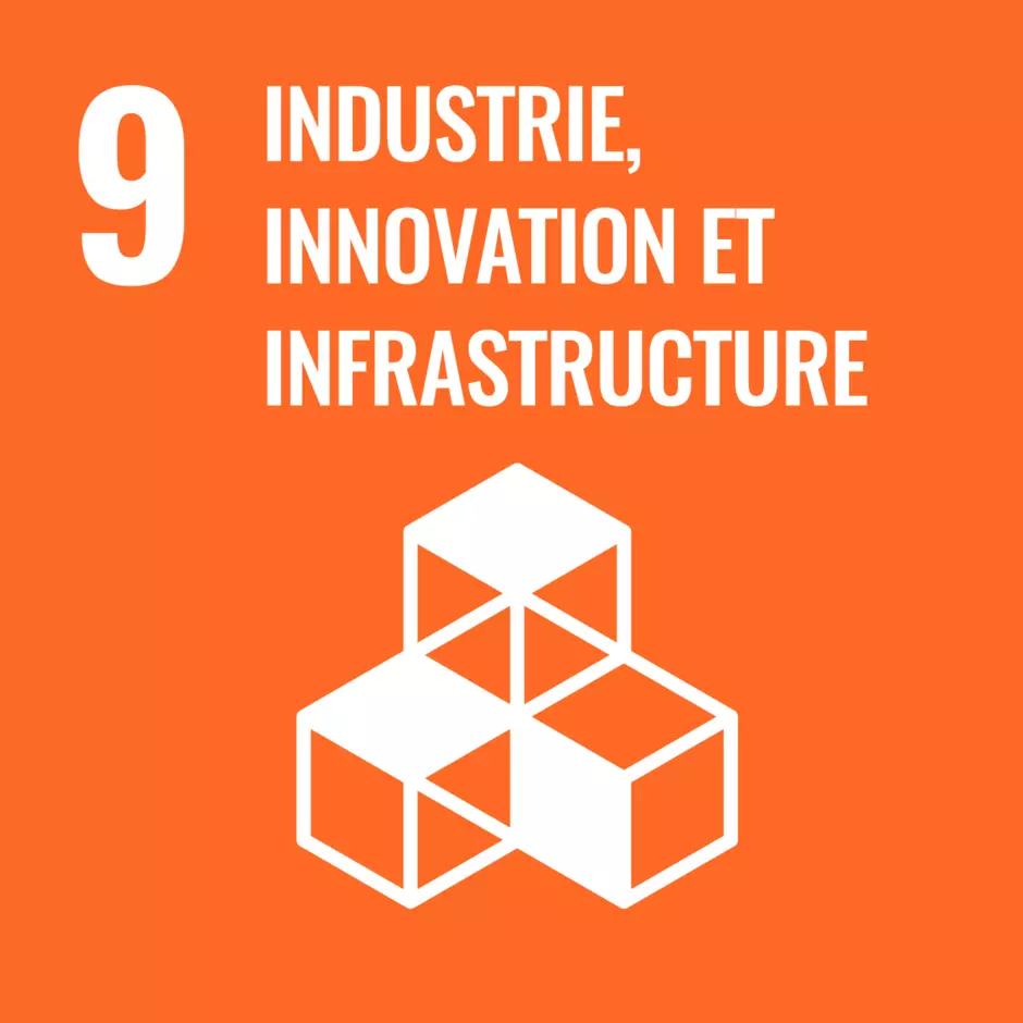 Pictogramme de l'objectif de développement durable de l'ONU : Industrie, innovation et infrastructure