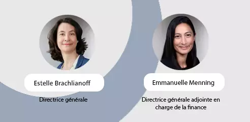 Les intervenantes des résultats financiers du premier trimestre 2026 : Estelle Brachlianoff, Directrice générale, et Emmanuelle Menning, directrice générale adjointe en charge de la finance